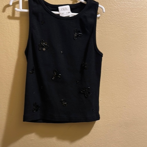 Zara Black Tank Top with Embellished Front - Picture 1 of 2